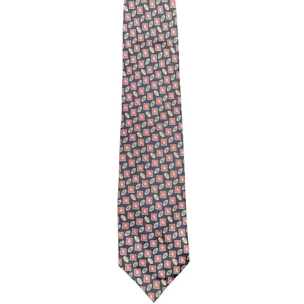 Tino Cosma Vintage 100% Silk Necktie Geometric Design Italy Vintage Retro